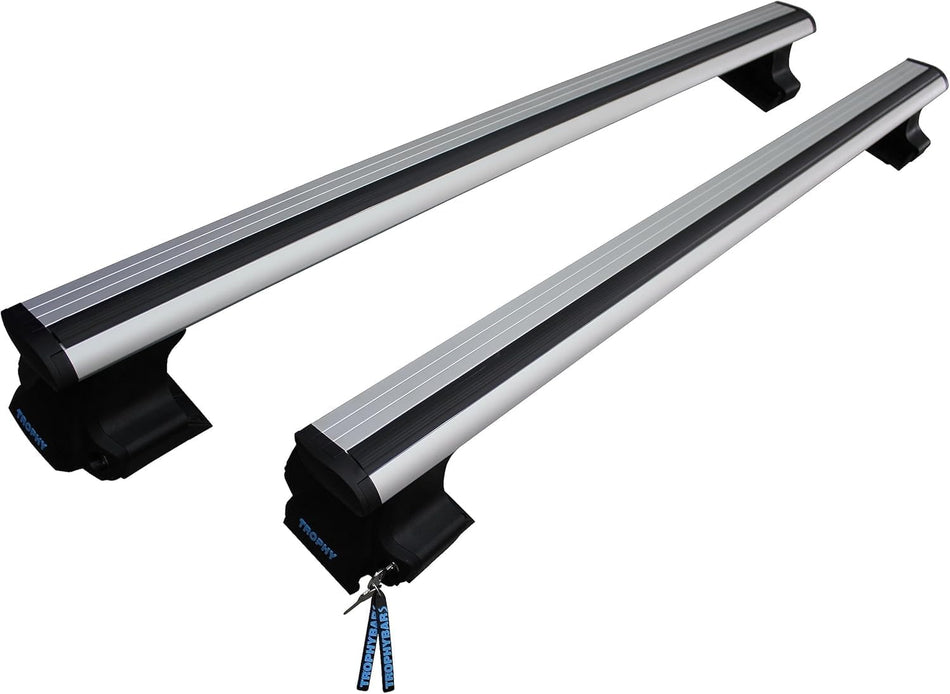 TrophyBars Kilitlenebilir (130 cm) Gri Ara Atkı - Mercedes E-Class W211 (2002-2009) Sedan ile Uyumlu Tavan Barı