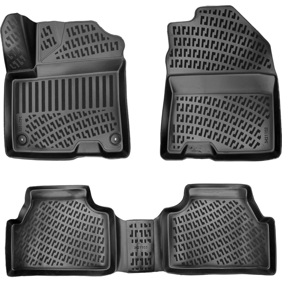 Hyundai Kona 2024 Sonrası (Elektrikli) 3D Araca Özel Havuzlu Paspas ve Alt Bagaj Havuzu Siyah Bmy