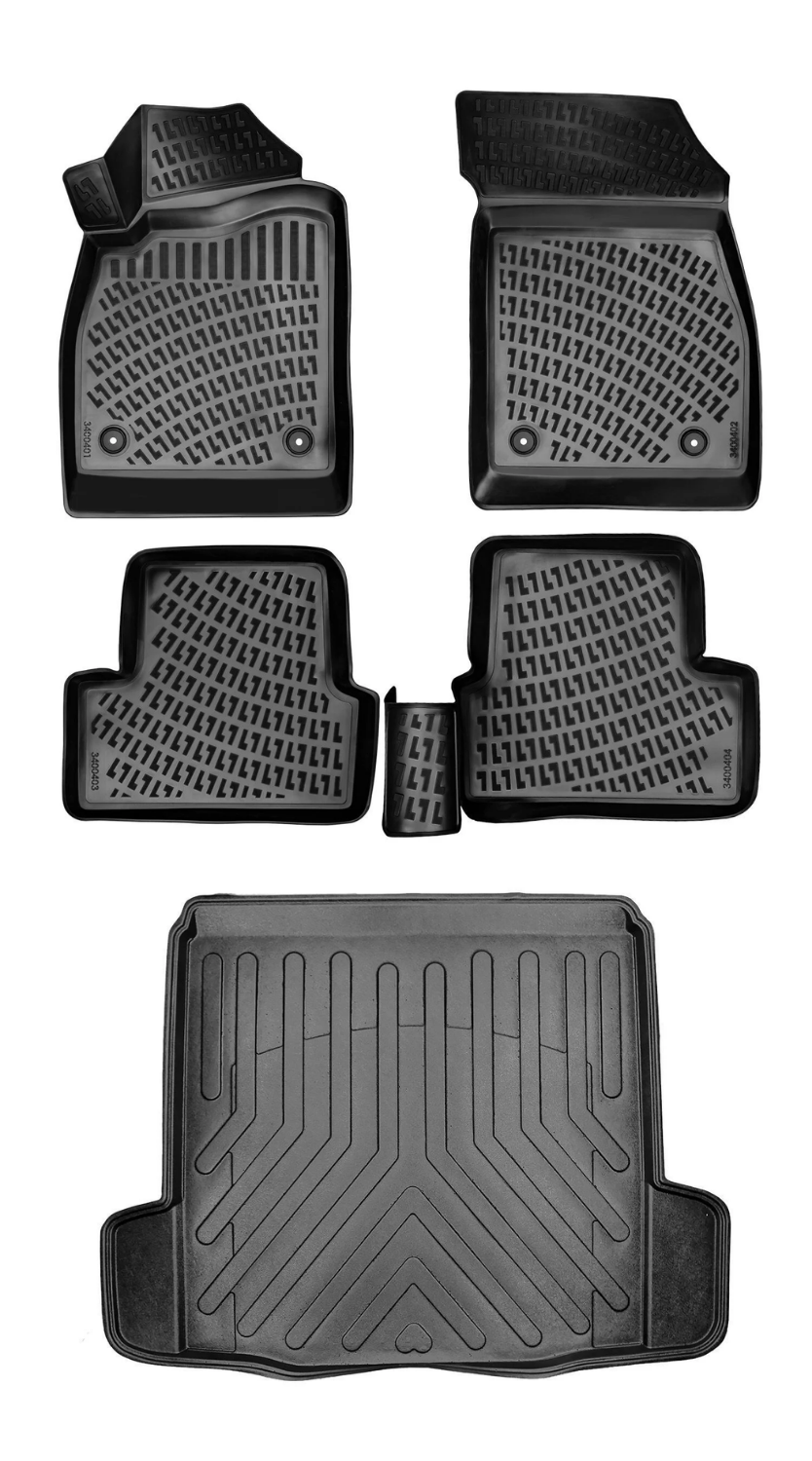 Rizline Chevrolet Cruze Sedan Çift Kulak 2008-2016 3D Araca Özel Paspas ve Bagaj Havuzu Bmy