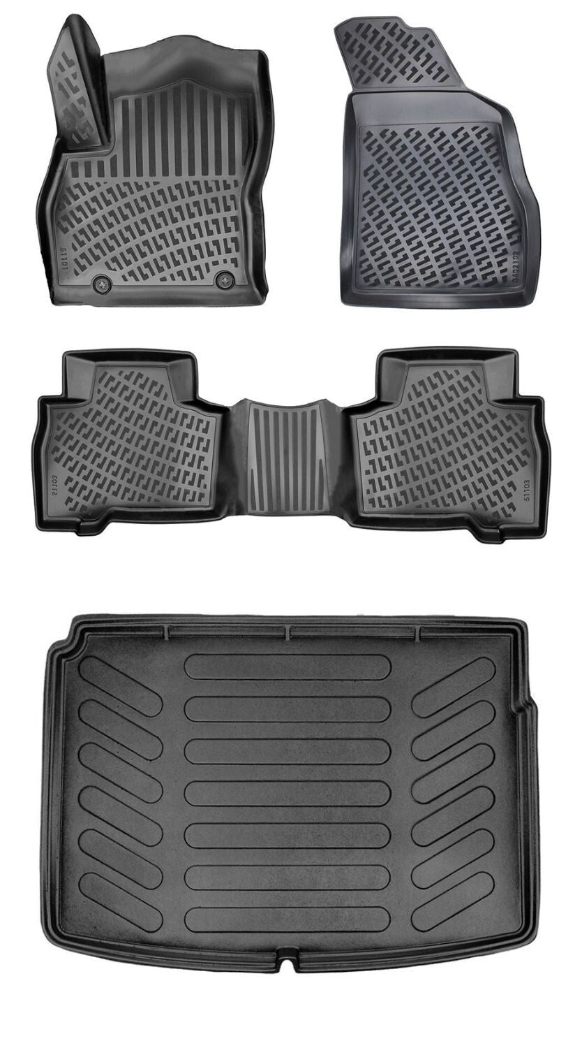 Rizline Fiat Fiorino Benzinli 2020 Sonrası (Plastik Zeminli) 3D Araca Özel Paspas ve Bagaj Havuzu Set Bmy