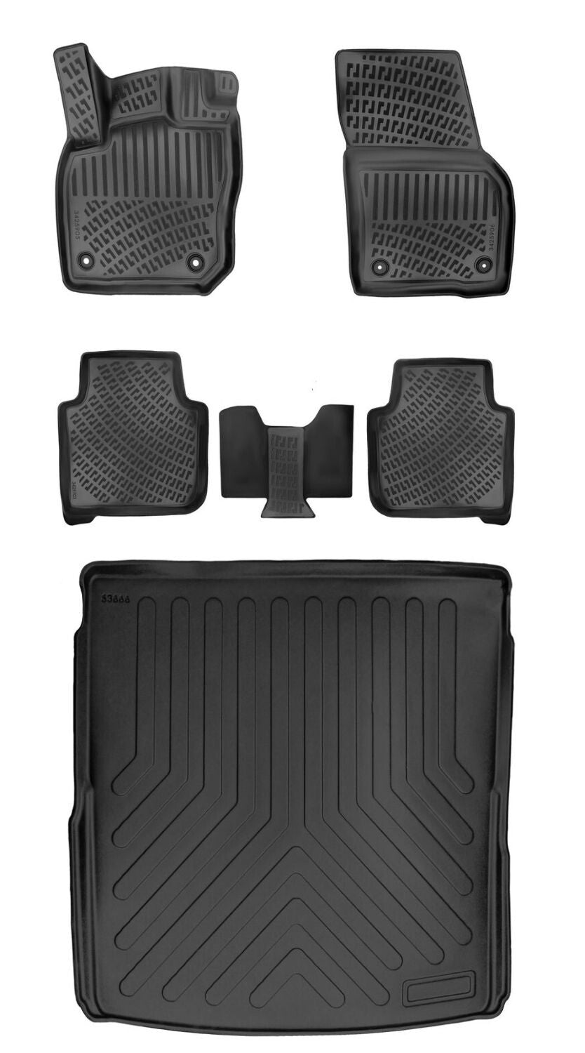 Rizline Skoda Kodiaq 2024 Sonrası (Üst) 3D Araca Özel Paspas ve Bagaj Havuzu Set Bmy