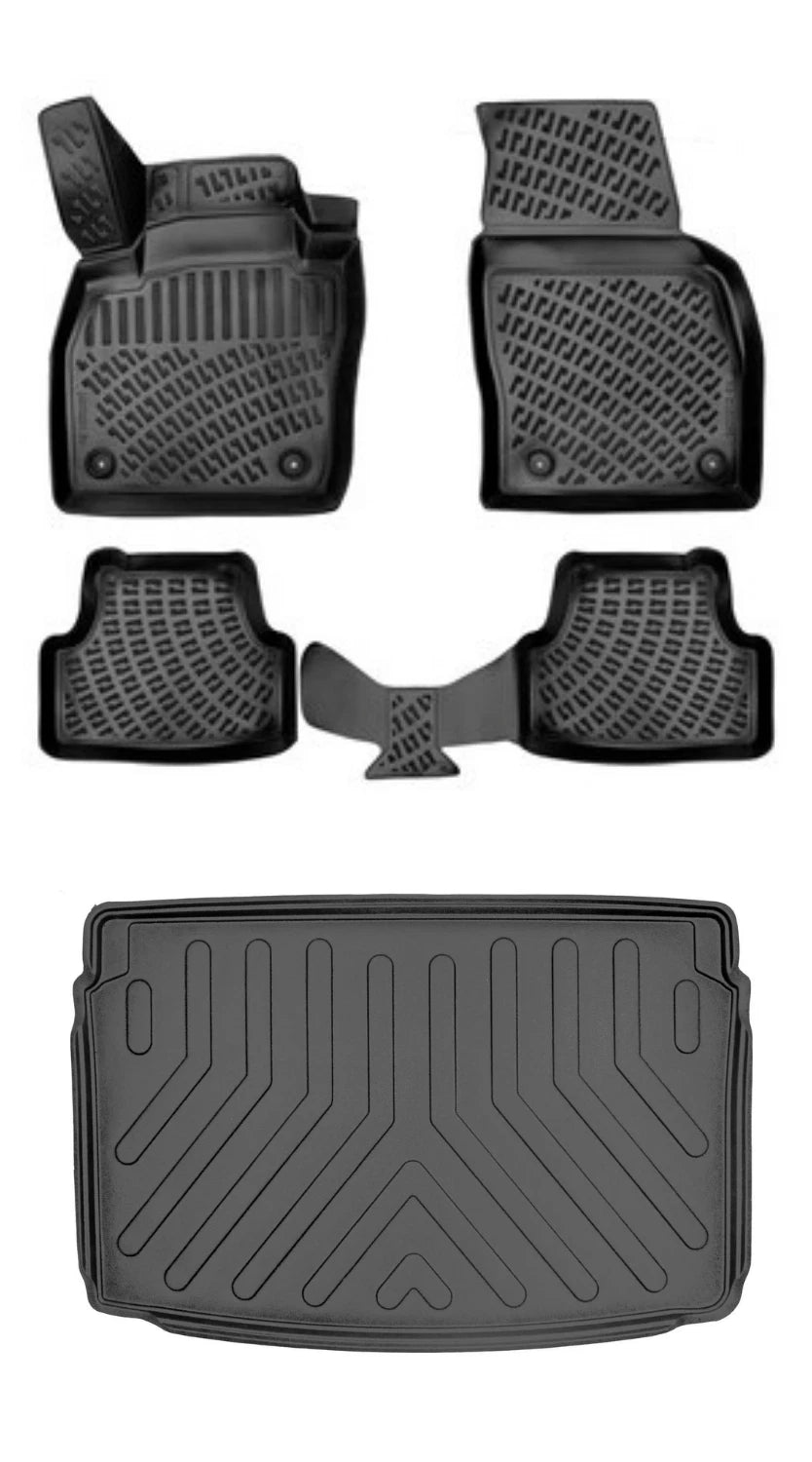 Rizline Volkswagen Polo 2023 Sonrası (Style/life Paket-(Üst) Bagaj) 3D Araca Özel Paspas ve Bagaj Havuzu Set Bmy
