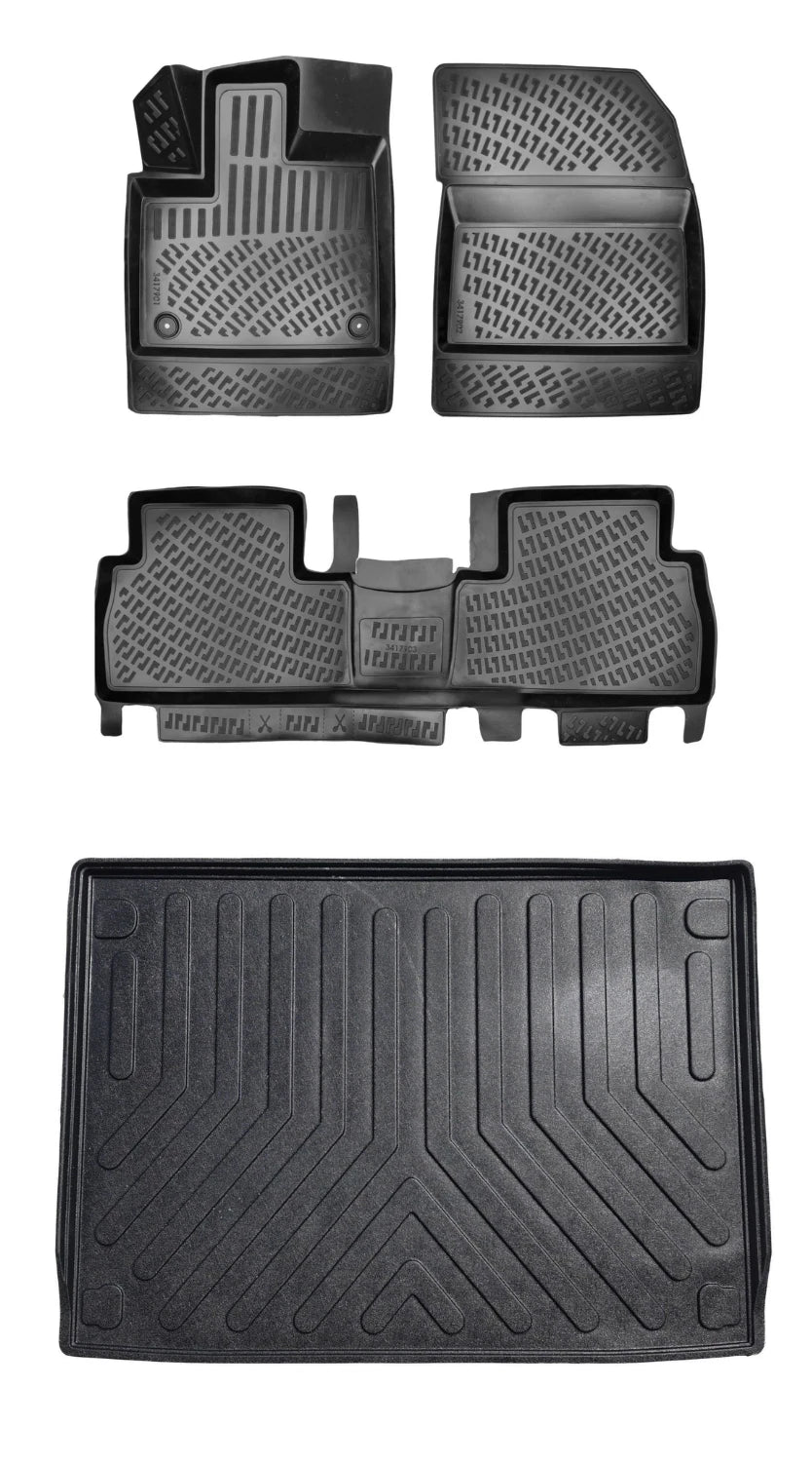 Rizline Peugeot Rifter 2019 Sonrası (Katlanabilir Ön Yolcu Koltuğu) (Bagaj Demirli) 3D Araca Özel Paspas ve Bagaj Havuzu Set Bmy