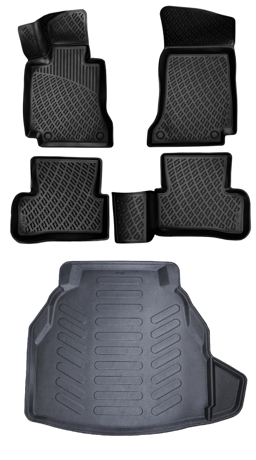 Rizline Mercedes C Serisi W205 Plastik Setli Bagaj 2014-2021 3D Araca Özel Paspas ve Bagaj Havuzu Bmy