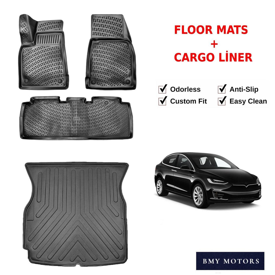 Rizline Tesla Model x 5 Koltuk 2015-2020 3D Araca Özel Paspas ve Bagaj Havuzu Bmy