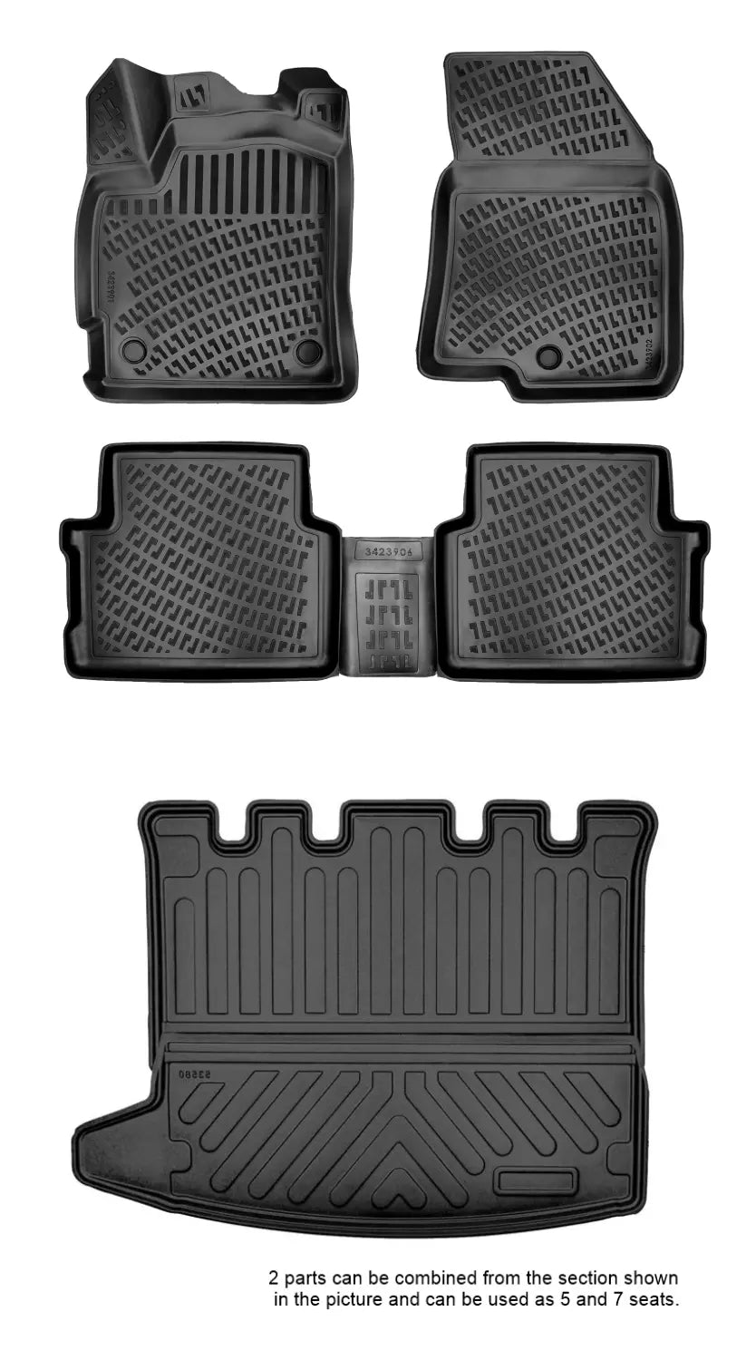 Rizline Dacia Jogger 5 -7 Koltuk 2022 Sonrası 3D Araca Özel Paspas ve Bagaj Havuzu Bmy